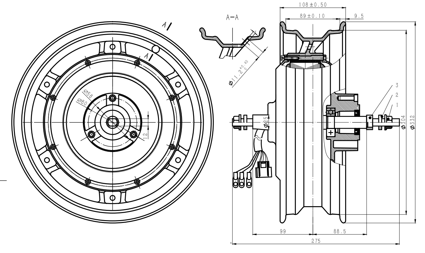 12inch hub motor 3.5x12